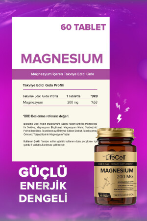 Magnesium 200 Mg (MAGNEZYUM KOMPLEKS BİSGLİSİNAT - MALAT - SİTRAT) Takviye Edici Gıda - 3