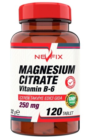 Magnesium Citrate Magnezyum Sitrat 250 Mg Vitamin B6 10 Mg 120 Tablet nfmgb6 - 1