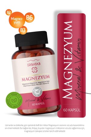 Magnezyum 3 Lü Form (Bisglisinat, Sitrat, Malat) & Vitamin B3 - 60 Kapsül - Magnezyum VT0005 - 2