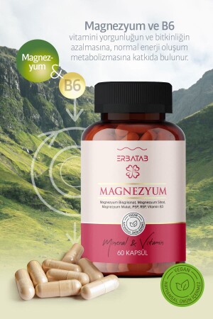 Magnezyum 3 Lü Form (Bisglisinat, Sitrat, Malat) & Vitamin B3 - 60 Kapsül - Magnezyum VT0005 - 7