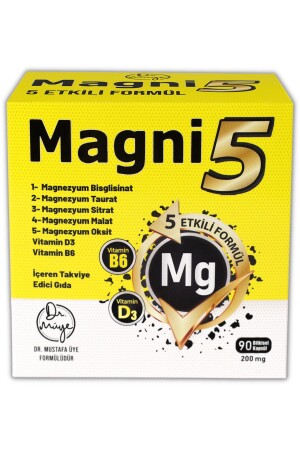 Magnezyum 5 Etkili Form 3 Aylık 90 Kapsül Magni5 B6 D Vitamini Bisglisinat Taurat Sitrat Malat Oksit TYC00694258212 - 4