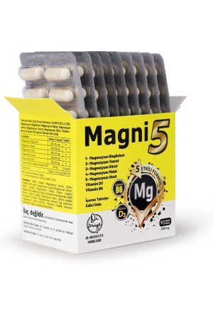 Magnezyum 5 Etkili Form 3 Aylık 90 Kapsül Magni5 B6 D Vitamini Bisglisinat Taurat Sitrat Malat Oksit TYC00694258212 - 6