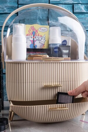 Make-up-Organizer mit Schublade, Kosmetik-Organizer, Organizer, Cappicino-Organizer mit Tasche - GİLLİ STORE