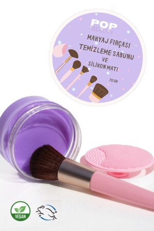 Make-up-Pinsel und Schwamm, Reinigungsseife und Silikonmatte, 70 g - Pop Beauty
