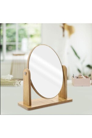 Makyaj Aynası Ahşap Masa Aynası Oval Ayarlanabilir Makeup Mirror 18cm Ahşap - 1