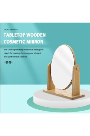 Makyaj Aynası Ahşap Masa Aynası Oval Ayarlanabilir Makeup Mirror 18cm Ahşap - 3