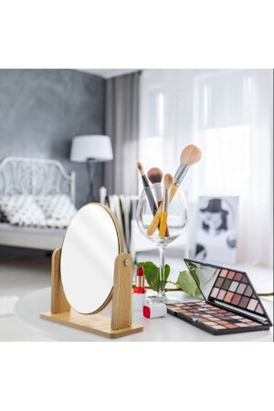 Makyaj Aynası Ahşap Masa Aynası Oval Ayarlanabilir Makeup Mirror 18cm Ahşap - 4