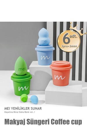 Makyaj Süngeri 3lü Set 3 Pro 3 Mini Coffee Cup Hijyenik Light - Mei