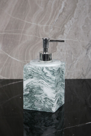 Marble Serisi Yeşil Mermer Görünüm Yapay Çiçekli Banyo Seti BM-153 - 2