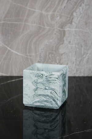 Marble Serisi Yeşil Mermer Görünüm Yapay Çiçekli Banyo Seti BM-153 - 4