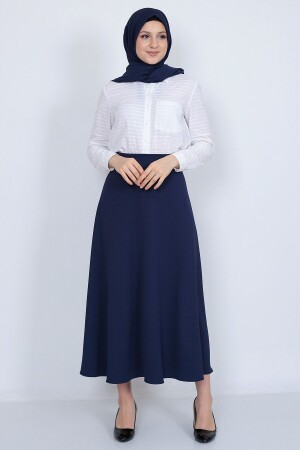 Marineblauer langer, schnurgebundener Mevlana-Hijab-Rock für Damen - Ways