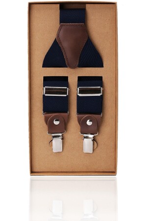 Marineblauer, mit Leder verbundener Herren-Hosenbügel Pan46 KRVT8690002227100 - Kravatkolik