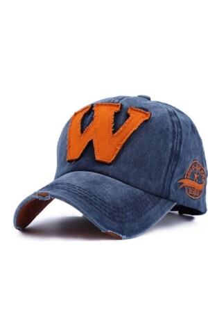 Marineblauer Vintage-W-Hut 64 - Kazandıran Outlet