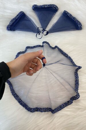 Marineblaues Braut-Bräutigam-Taschentuch – Hochzeits-Halay-Brautjungfern-Henna-Beschneidungs-Taschentuch – Glasperlen und Pailletten bedruckt - Zeymerade