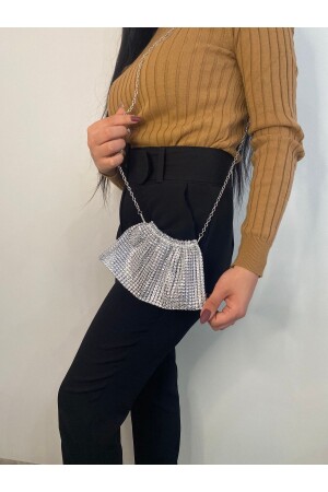 Marka Gri Tlf Çantası Işıltılı Taş Görünümlü Parıltılı Her Telefona Uyumludur 13 21 Ölçülerindedir - Smy Bag