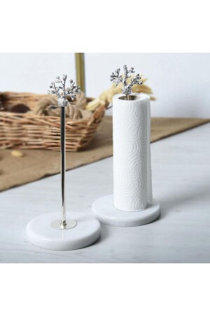 Marmor-Papierhandtuchhalter, Rolle, Metall, Chrom, Serviettenhalter, dekorativ, für Zuhause, Küche, Badezimmer, Organizer MP1001 - Rembox