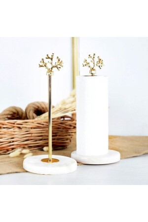 Marmor-Papierhandtuchhalter, Rolle, Metall, Chrom, Serviettenhalter, dekorativ, für Zuhause, Küche, Badezimmer, Organizer MP1001 - Rembox