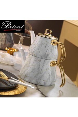 Marmorweißes Marmor-Granit-Teekannen-Set MBB02TK - Brioni