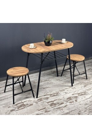 Masa Sandalye Takımı Atlantik Çam Oval Mutfak Masası Tabure Takımı Yemek Masası 1229 - Eportatif