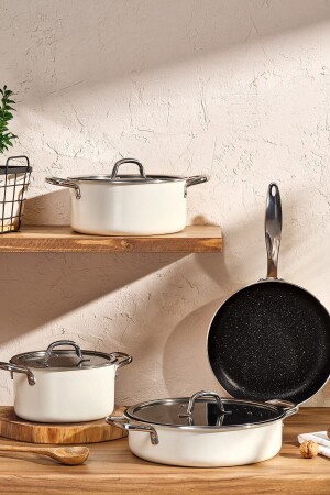 Master Class 7 Parça Tencere Seti Beyaz - Emsan