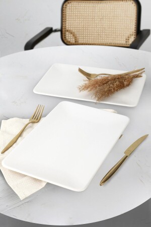 Mat Beyaz Kayık Tabak 33x21 Cm 2 Adet - Keramika