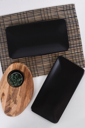 Mat Siyah Siera Kayık Tabak 33 Cm 2 Adet - Keramika