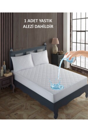 Matratzen-Set für Einzelmatratzen, 100 % Baumwolle, gesteppt, wasser- und flüssigkeitsbeständig, Bettkissen, Matratze, Matratzenkissenschutz - Sevilya