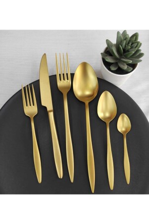 Mattgoldenes Titan-Gabellöffel-Set, 36-teilig, CMDBRNDFH08 - BRONDOFF