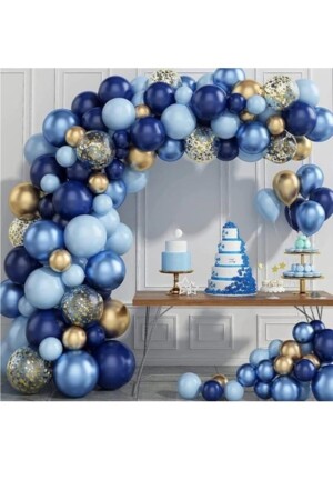 Mavi Lacivert 65 Li Balon Zinciri Süsleme Seti 5 Renkli Sünnet 1 Yaş BYS000001353 - 1