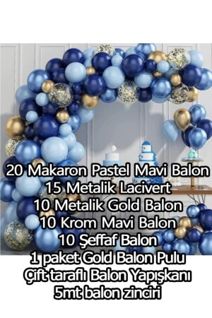 Mavi Lacivert 65 Li Balon Zinciri Süsleme Seti 5 Renkli Sünnet 1 Yaş BYS000001353 - 2