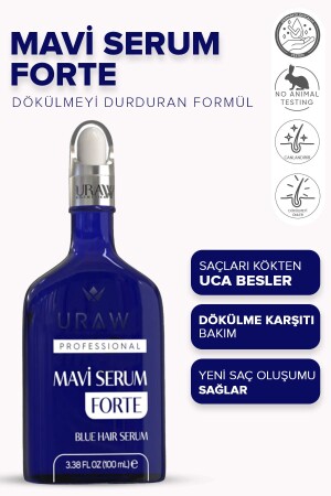 Mavi Serum Forte ( Yeni Saç Oluşumu Sağlayan Ve Dökülme Karşıtı Saç Bakım Serumu ) ( 100 ml ) - Uraw