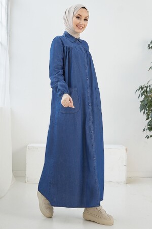 Mayra Robalı Cepli Kot Elbise - Mavi MS00IN0922 - 1