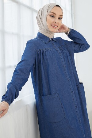Mayra Robalı Cepli Kot Elbise - Mavi MS00IN0922 - 2