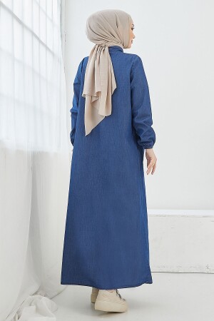 Mayra Robalı Cepli Kot Elbise - Mavi MS00IN0922 - 5