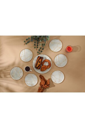 Mermer Desen Beyaz Pasta Tabağı MERMER BEYAZ PASTA - GÜRCÜGLASS