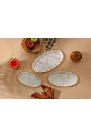 Mermer Desen Oval Kayık Beyaz mermer 3 kayık - GÜRCÜGLASS