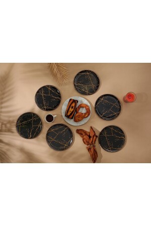 Mermer Desen Pasta Tabağı 01 MERMER SİYAH PASTA - GÜRCÜGLASS