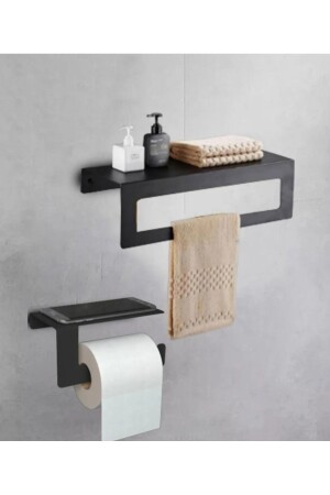 Metal 2'li Set 30cm Vidalı Ve Yapışkanlı Havlu Askılığı Ve Tuvalet Kağıdı Askılığı MTL_TVLTBNY_AKS0001 - HVNGROUP