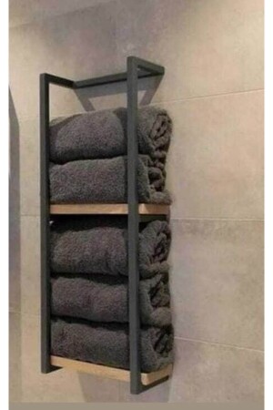 Metal Ahşap Banyo Havlu Raf Düzenleyici - Umuthomedesing