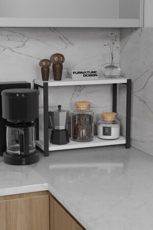 Metal Mutfak Tezgah Üstü Organizer 2 Yüksek Raflı Banyo Mutfak Düzenleyici Beyaz TYC00788374556 - FurnatureDesign