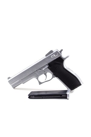 Metallisch glänzende graue Perlenpistole, ästhetisches Aussehen, hochwertige Spielzeugpistolenperle aus Kunststoff - Numaca