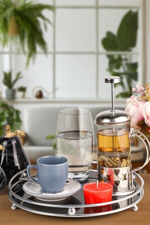 Miami Metal Krom Sunum Tepsisi, Düzenleyici, Ikramlık, Söz Nişan Tepsisi, Çok Amaçlı Lüx Tepsi BEG1078 - Evisimo