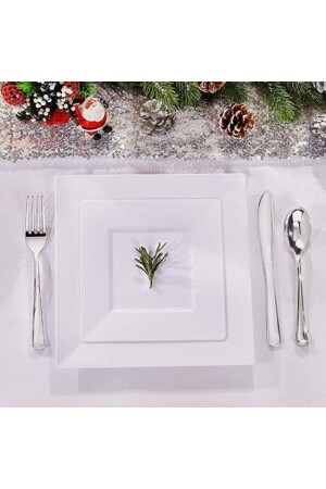 Mika Beyaz Kare Tabak 10 Adet PYSL437440957 - Partioutlet