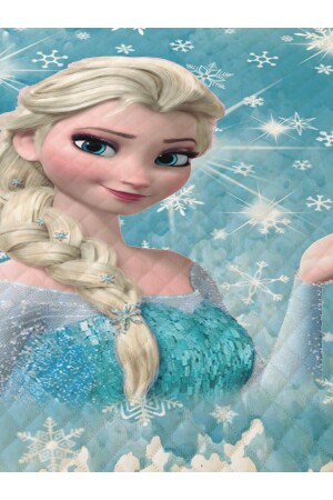 MİLROMA Prenses Elsa Desenli Bebek Ve Çocuk Baskılı Tek Kişilik Pike Takımı 160x230 Mavi 56173 - 2
