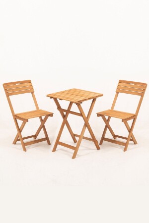 Minderli Balkon Bahçe Mutfak 3'lü Bistro Set Katlanır Masa sandalye 50x50 - 3