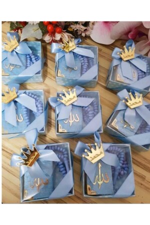 Mini-Koran-Gebetsperlen-Set, Blau, 10 Stück - Seccadem