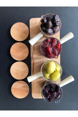 Mini Sosluk Sunumluk Lokumluk Ahşap Saplı 4 Lü Sunumluk TYC00741585294 - DİBA AVM