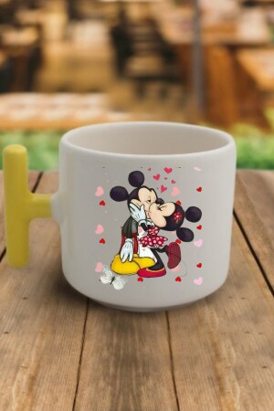 Minie Miki Mouse Sevgililer Günü Tasarımlı Deri Bileklik Zeytin Yapragı Çayı Hediyeli Fincan Modeli love-009 - 1