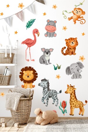 Minik Safari Sevimli Hayvanlar Iı Sulu Boya Cam, Dolap, Kapı Sticker, Çocuk Odası Duvar Sticker ardu000000214 - 3