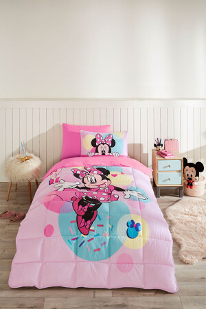 Minnie Mouse Happy Dance Tek Kişilik Disney Lisanslı Lastikli Fitted Çarşaf Çocuk Uyku Seti 8697353585081 - 1